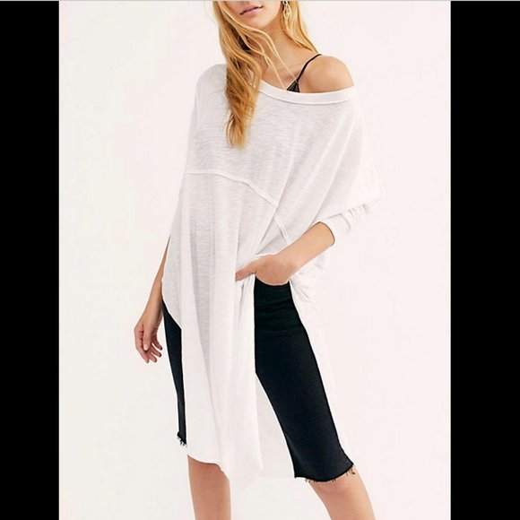FREE PEOPLE WE THE FREE  WHITE TELL TALE SEAMED TUNIC - Picture 1 of 7